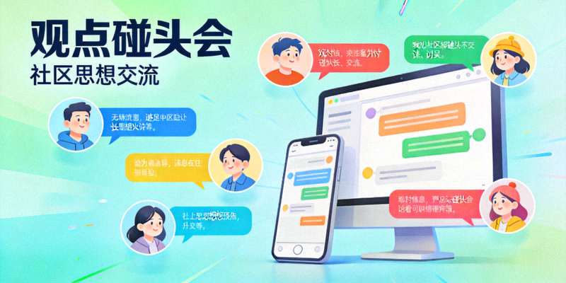 观点碰头会内容配图 - 展示线上社区讨论与思想交流的场景
